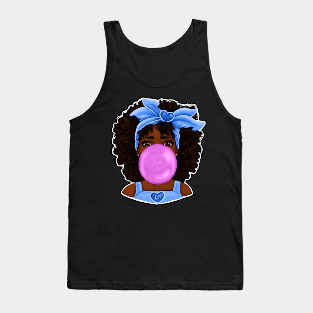 Blue Bubble Gum | Pretty Black Girl Art Design Tank Top by kiraJ